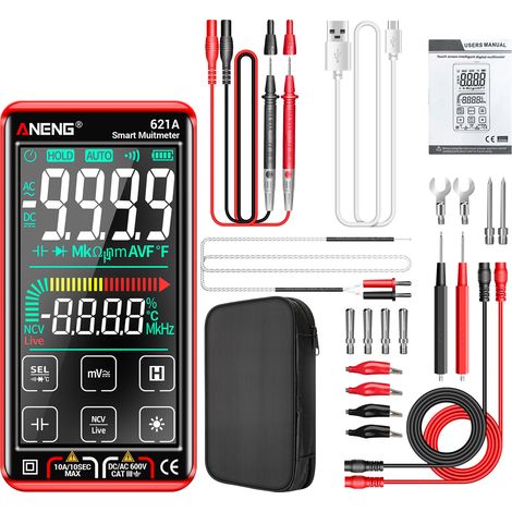 Multimètre numérique intelligent à écran tactile  621A 9999 points Plage automatique Rechargeable Portable NCV Compteur universel Voltmètre Ampèremètre (1/5)