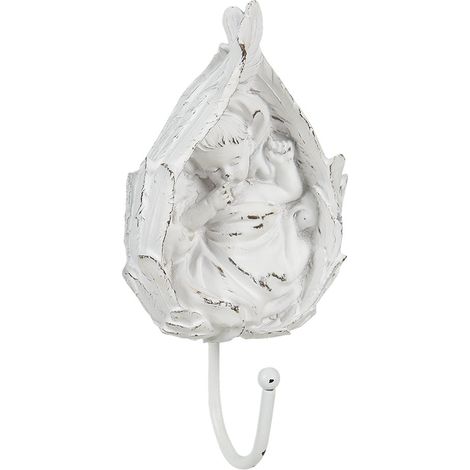 Patère murale en forme de feuille crochet de suspension plastique blanc 8 x 5 x 17 cm - PANGIVO (1/2)
