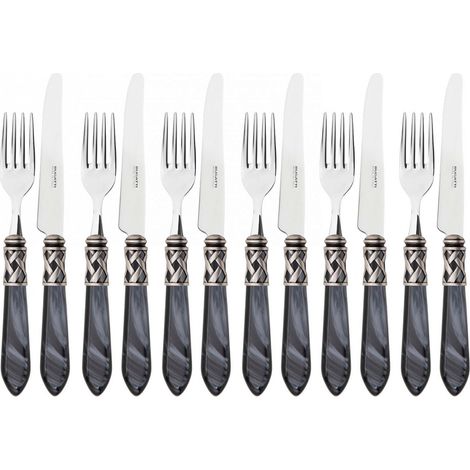 ALADDIN Ghiera Argento Anticato, Posate Set 12 pz Frutta, Casa