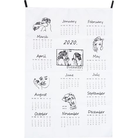 Calendrier mural 2020 en coton, style simple, fond décoratif en tissu pour la maison (1/4)