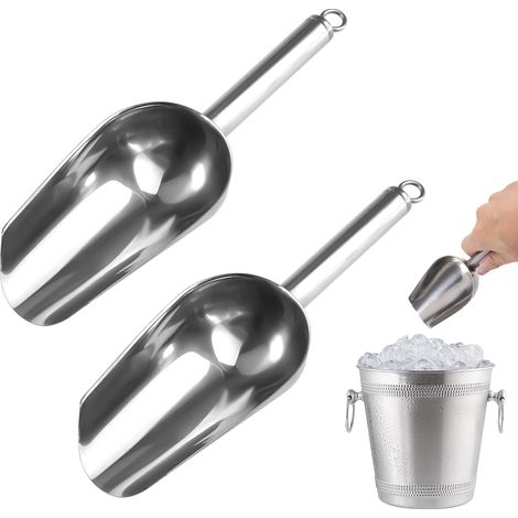 2 Pièces Petites Pelles à Glace en Acier Inoxydable, Cuillère à Glace  Pelle a Glacon, Scoop Alimentaire, Pelle à Nourriture, Pelle à Farine pour Bonbons, Glaçons, Céréales, Noix (1/5)