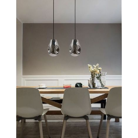 Lampade Lampadeur Suspension E27 Drop En Vitre Argent Gréo Noir Ip20 Lp Argent (1/3)
