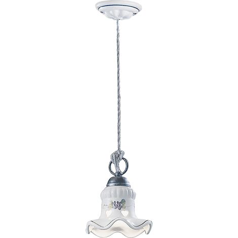 Lampadario Classico Chieti Metallo E Ceramica Nero Sfumato Argento 1 Luce E14 (1/5)