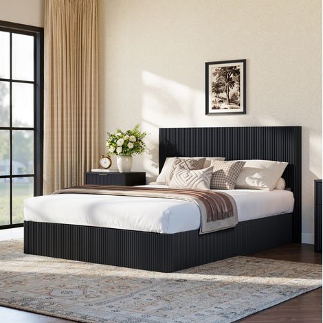 Lit coffre 160x200 relevable noir MDF métal OKMYHOME (1/5)