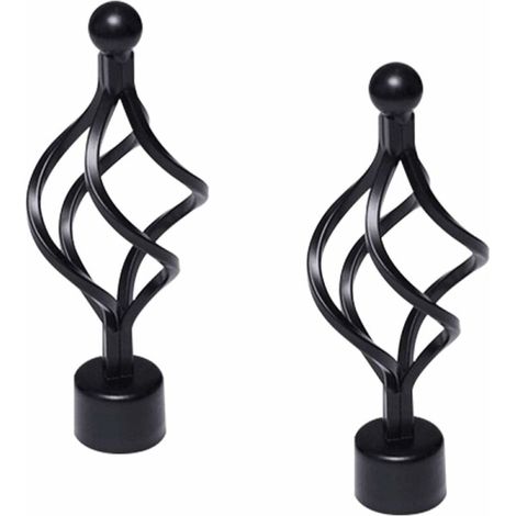 Filiyano-2 embouts de tringle à rideaux en métal noir style vintage pour tringle à rideaux de 28 mm de diamètre (cage torsadée) - Décoration de (1/5)