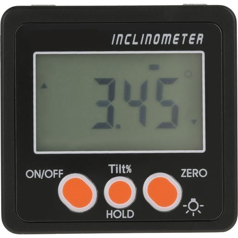 Inclinomètre numérique magnétique rapporteur d'angle 4 x 90° noir avec boussole électronique (1/5)