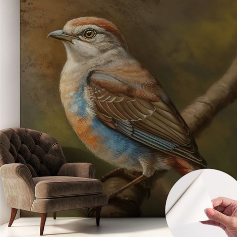 Selbstklebend Tapete modern - Wanddeko für Küche - Klebefolie Wand - luxus Look Vogelporträt 250x250 cm (1/5)