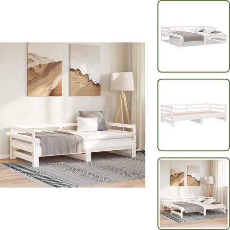 Lettino per ospiti - vidaXL Lettino Estraibile Senza Materasso Bianco 80x200 cm - Lettino in pino