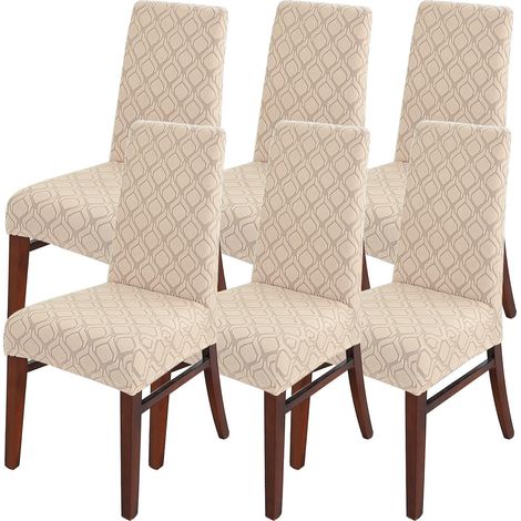 Stuhlhussen 6er Set, Stretchbezug für Schwingstühle, waschbar, Sand (1/5)