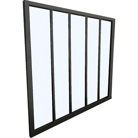 Vetrata stile industriale 150 x 130 cm (L x H) in alluminio termolaccato nero - BAYVIEW