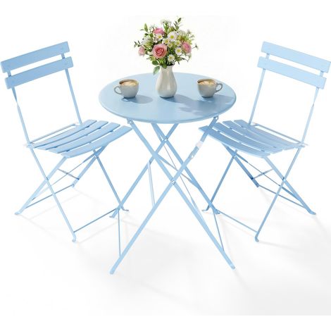 Bistro Set en Métal, Pliable Table et Chaise de Jardin Exterieur (1/5)