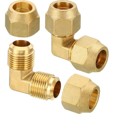5/8" x 5/8" Brass Hose Fitting, 2 Pack Flare 90 Degree Elbow Tube Fitting Hose Adapter Connector with Nut for Air Conditioner Refrigeration Plumbing (1/5)
