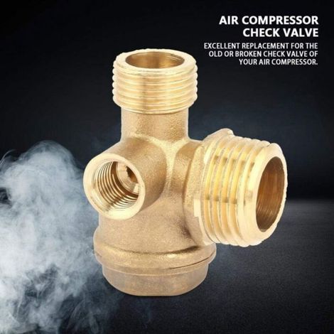Clapet Anti-Retour - Laiton - 3 Ports Filetés Mâles 20 mm 16 mm 10 mm - Pour Compresseur (1/4)