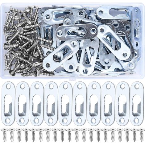 40 pièces cintres trou de serrure 44×16 mm, supports cachés + 80 vis (1/5)
