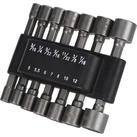 14 pièces - Embouts de vissage et de perçage en acier au chrome-vanadium ABS, douille hexagonale et socle de rangement (1/5)
