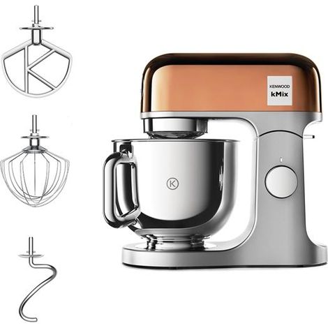 Kenwood kMix Editions KMX760GD - Robot da cucina, ciotola da 5 l, sistema di sicurezza Safe-Use, alloggiamento in metallo, 1000 Watt, con set di 3 pasticceria e paraspruzzi, colore: oro rosa