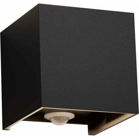 Applique murale extérieure 12W avec détecteur de mouvement, IP65, pour extérieur et intérieur, avec angle de faisceau réglable, applique murale verticale, blanc froid 6000K, noir. (1/4)