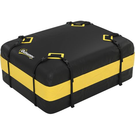 Outsunny bolsa de techo para coche 425L, impermeable con 8 correas ajustables, alfombrilla antideslizante, ganchos, adecuada para todos los vehículos