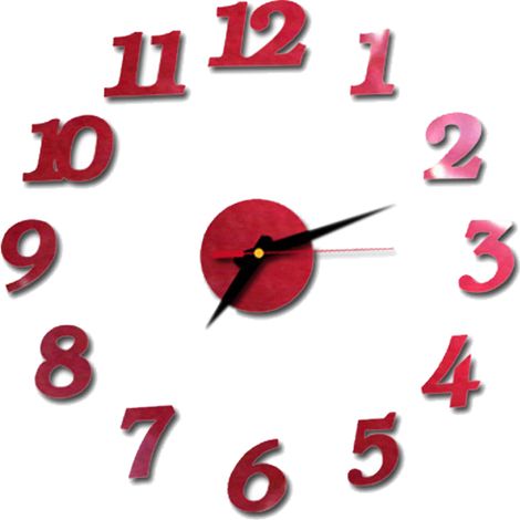 Horloge Murale 3D Sans Cadre - Miroir Acrylique - Pour Décoration Intérieure Moderne - Diamètre Réglable - Kit Complet Avec Autocollants - 1 Pièce (1/5)