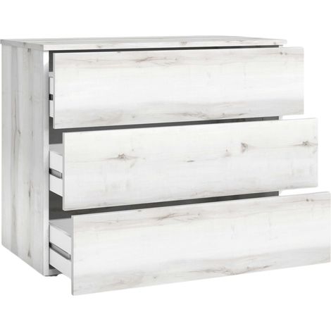Miroytengo – Commode enfant 3 tiroirs blanche – Dimensions 80 x 78,3 x 40 cm – Mélamine pour usage quotidien – Design contemporain (1/5)