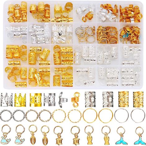 Accessoires Pour Tresses - Anneaux Pinces Perles Pour Dreadlocks - Décoration Cheveux Multicolore - Lot De 200 Pièces (1/5)