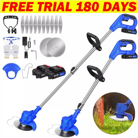 21V Electric Cordless Grass lawn Trimmer Strimmer Garden Edger Cutter 2PCS Batteries (1/5)