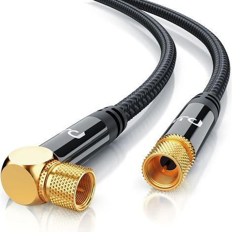 Primewire HDTV Satellitenkabel gewinkelt mit Braiding - 135Db - 75 Ohm - Stoffummantelung - 7,5 m (1/4)