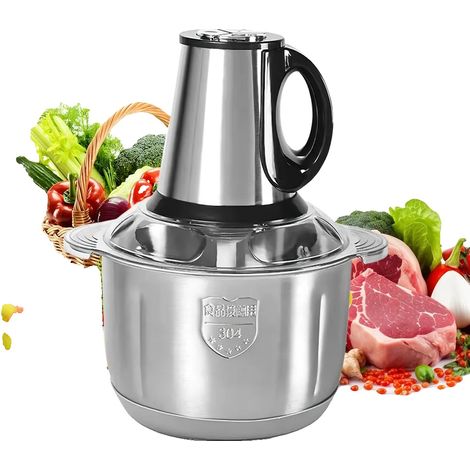 Hachoir à viande électrique, fonctionnement à 3 vitesses, construction en acier inoxydable, ensemble de 5L (1/2)