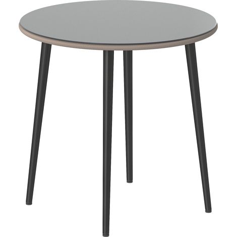 Mesa de comedor redonda para exteriores, 80 cm, cristal y ratán.