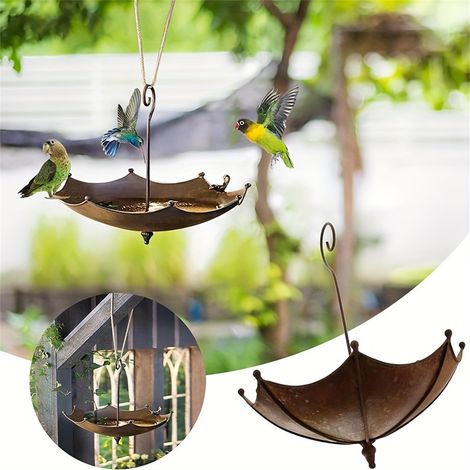 Mangeoire à oiseaux décorative suspendue en forme de parapluie pour jardin, terrasse, décoration d'arrière-cour, décoration de printemps et d'été (1/5)