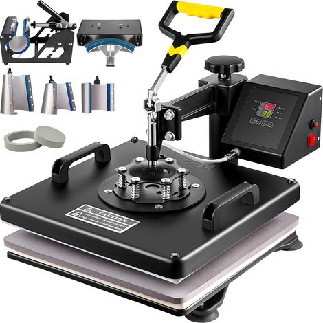 VEVOR 8 en 1 Máquina de Prensa de Calor Transferencia Digital Máquina de Sublimación 38 x 38 cm, Prensadora de Calor para Camiseta Taza Sombrero Gorra con Placa Ajustable Multifuncional Color Negro (1/5)