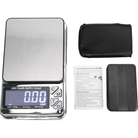 Digitale Präzisionswaage für Schmuck, 1000 g, 0,01 g, 7 Einheiten, Edelstahl, tragbar, Grammwaage für Goldpulver, Küchenzutaten (1/5)