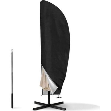 Housse Parasol Déporté pour Parasol Ø 2-4m, 210D Oxford Housse de Protection pour Parasol avec Sac de Rangement, Noir - 265CM(50x70x40CM)