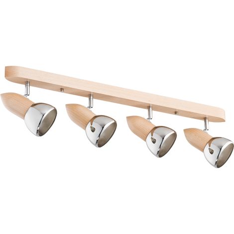 Spot plafond orientable bois/chrome 4xE27 Spark Alfa (1/2)