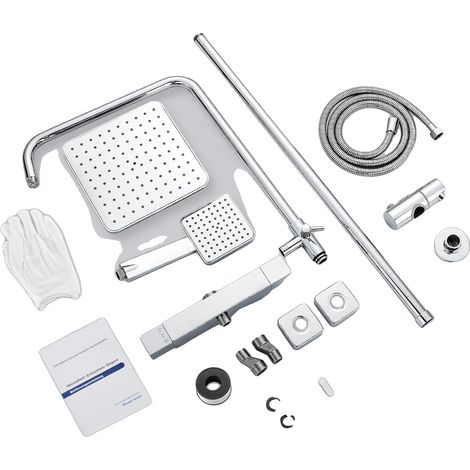 Duschset, Regendusche, Thermostatsteuerung, silberne (1/2)