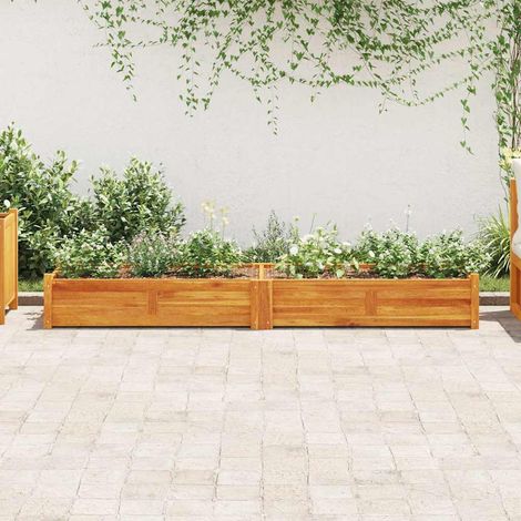Jardinière, Pot de Fleurs d'extérieur, Lit surélevé de jardin Bois d'acacia 200x50x25 cm OIB2256E (1/5)