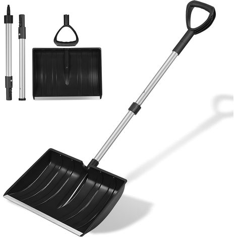 Pala da neve ultraleggera da 122 cm - Manico anti-oscillazione - Lama da 40 cm con bordo in metallo - Manico in alluminio - Per vialetto, auto, campeggio, emergenza - Nera (1/5)