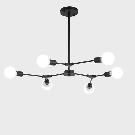 Pendelleuchte im Industriestil mit E27-Fassung, ideal für Wohnzimmer und andere Räume, kreative, minimalistische und moderne Deckenleuchte, schwarz – 6 Leuchtmittel (1/5)