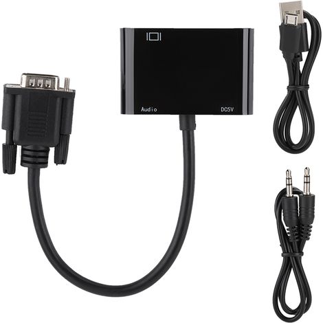 Câble Convertisseur VGA vers HDMI pour Ordinateur et Projecteur, Plug-and-Play (1/5)