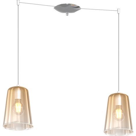 Sospensione Contemporanea Shaded Metallo Cromo Vetro Ambra 2 Luci E27 (1/3)