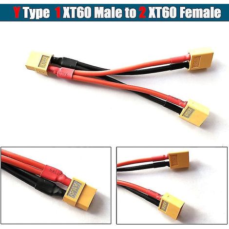 Connecteur de batterie parallèle XT60, câble mâle/femelle, rallonge double en Y/3 voies, fil silicone 14 AWG F (1/5)