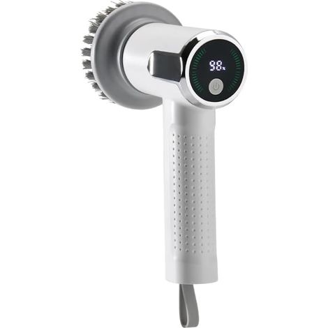 Lavapavimenti Elettrico Spin, Lavapavimenti Elettrico a 2 Velocità per la Pulizia, con 3 Testine Sostituibili, Lavapavimenti per Doccia Senza Fili con Display del Livello della Batteria, Spazzola per (1/5)