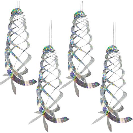 Dischi repellenti per uccelli rotanti e riflettenti, 4 pezzi, spirale riflettente, dischi repellenti per uccelli a 360 gradi, dischi anti-uccelli, per balcone, alberi da frutto, orto (1/5)