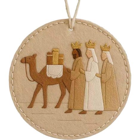 Weihnachtsdekorationen, Jesus, handbestickter Baumwoll- und Leinenstoff, Cartoon-Weihnachtsszene, Weihnachtsbasteleien, Weihnachtsbaum-Inneneinrichtung (1/5)