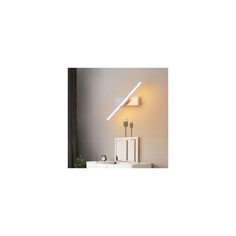 Moderne LED Applique Murale avec Tactile Dimmable Interrupteur Intérieur Lampe Murale LED avec 330° Pivotant Bras Aluminum Rechargeable Luminaire Mural pour Chambre Salon (Blanc Lumière Chaude,30CM)