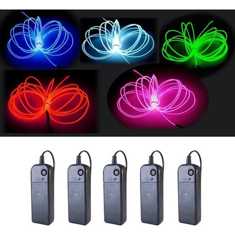 Set di luci al neon a luce fredda (5 colori), con vano batterie incluso, ideale per decorazioni e abbigliamento. (1/5)