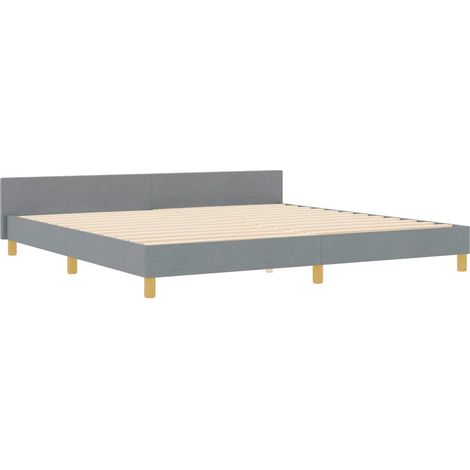 Bed Frame with Headboard Light grey 200 x 200 cm Fabric vidaXL (1/5)
