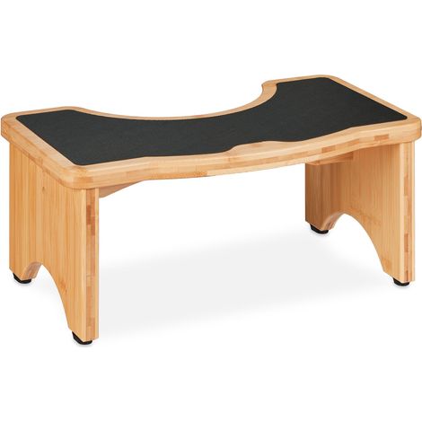 Relaxdays Toilet Footstool Bamboo, Stable Step Stool, HWD: 18.5 x 44.5 x 26 cm, Children's Bathroom Stand, Natural/Black (1/5)