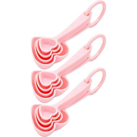 Lot de 3 cuillères à dessert en plastique en forme de cœur (12 pièces), couverts originaux, cadeau de mariage pour la maison ou le restaurant.-12.00X5.00X5.00CM-Pink