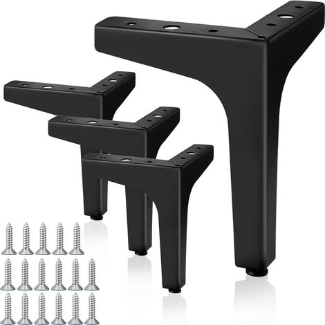 4 pieds de meubles noirs, pieds de meubles de 15 cm, adaptés aux tables et chaises, canapés, armoires de cuisine (1/5)